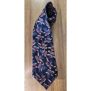 Christian Dior Monsieur Silk Tie – Navy Floral Print – 56×4 – VGUC
